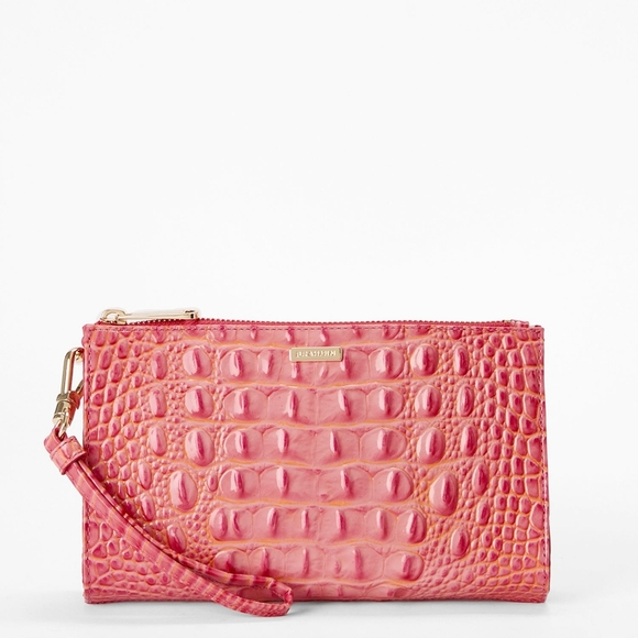NWT Brahmin Coral Snapdragon Ombre Daisy Wristlet Clutch and Dustbag - Picture 1 of 5